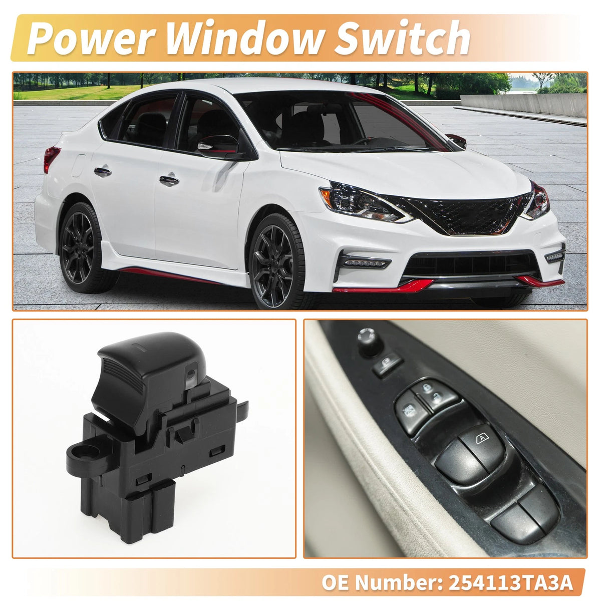 Rear Side Power Window Switch for Nissan Altima Murano Pathfinder (2002–2018) No. 254113TA3A