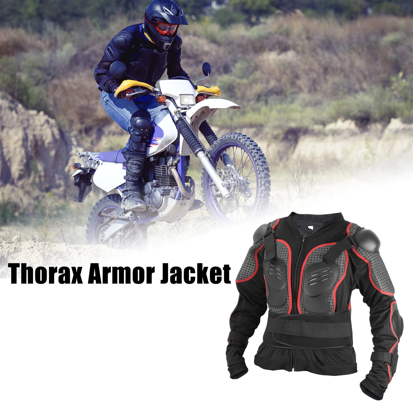 3XL Riding Protective Suit Replacement for Dirt Bike Motorcycle Off-Road (Red)