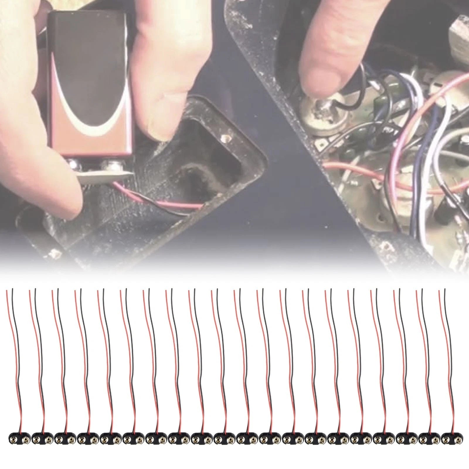 20pcs 9V Battery Clip Connector T Type Black