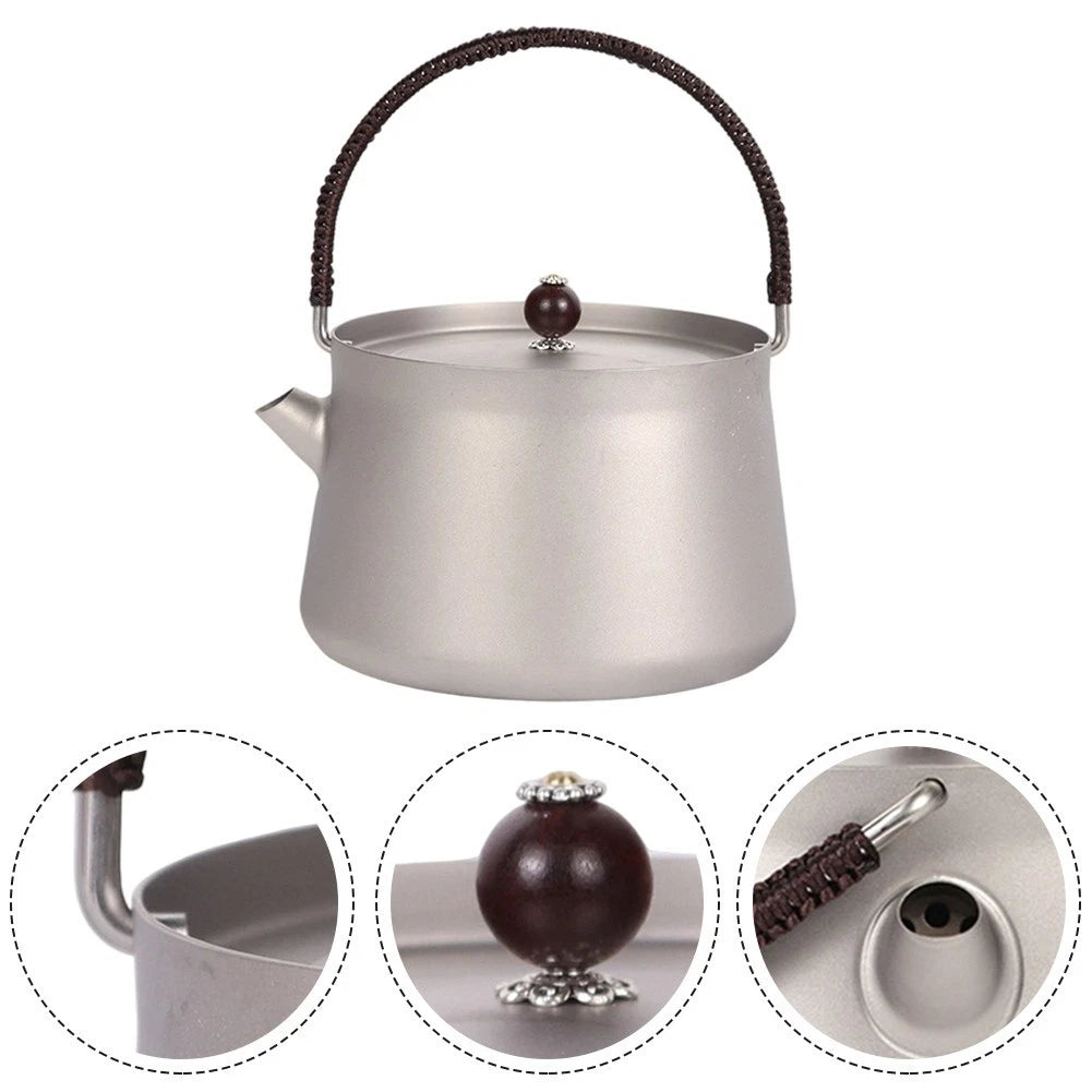Portable Pure Titanium Kettle for Camping Picnic Tea (800ml)