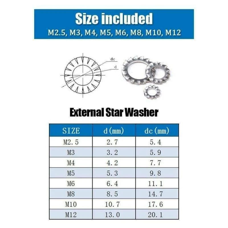 300pcs Washer Star Assortment Kit for Automotive Applications