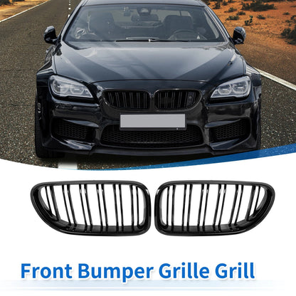 Hood Kidney Grill Front Grille Cover for BMW F06 (2012–2018) Glossy Black