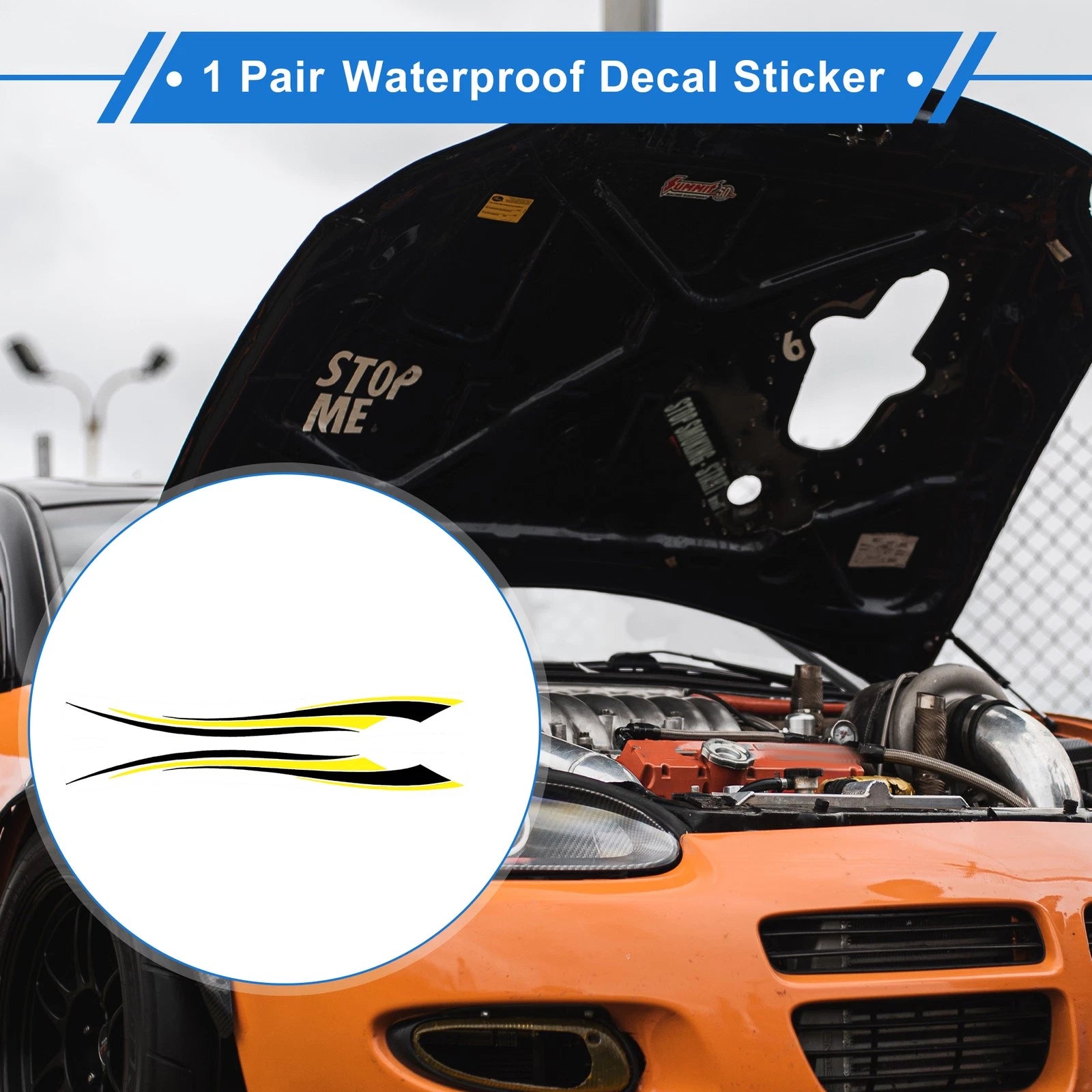 1 Pair Four-Wave Stripes Pattern Car Bumper Sticker Decal for Universal (180cm)