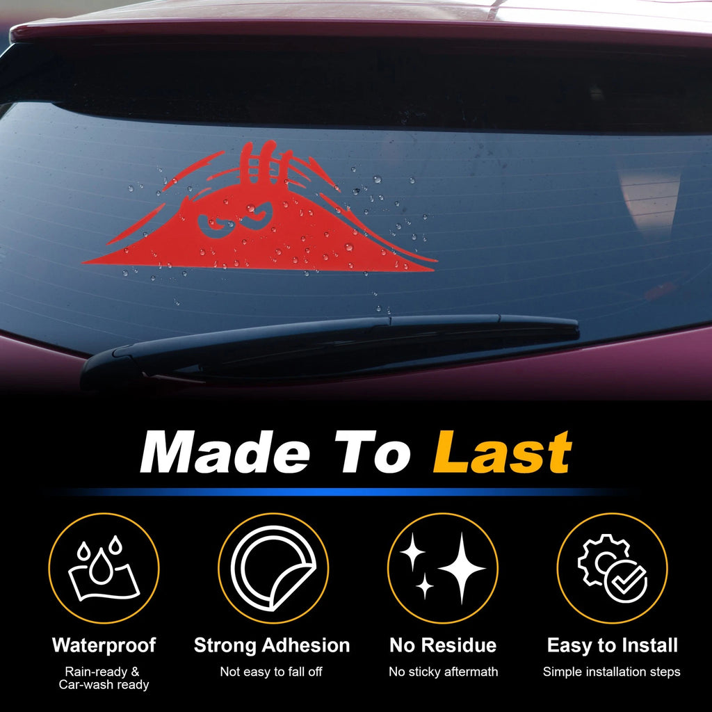 Reflective Bumper Decal for Car (Red Square Angry Eyes)