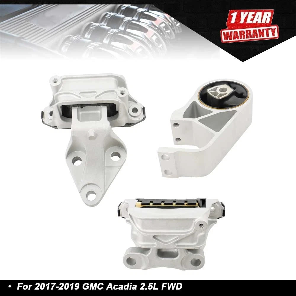 3X Engine & Trans Mount Set for GMC Acadia (2017–2019) 2.5L FWD