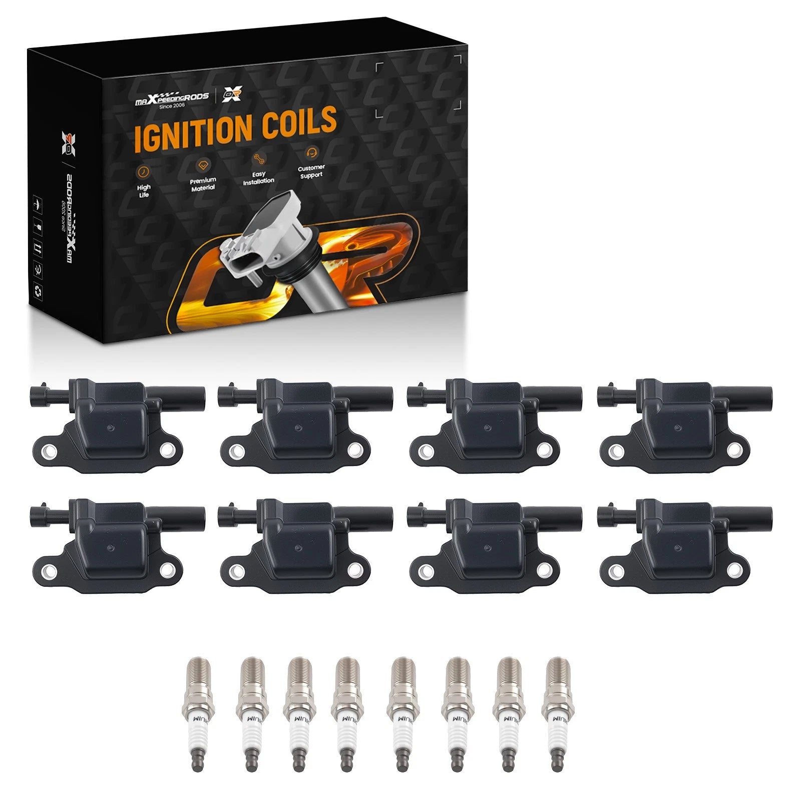 8Pcs Ignition Coil & Spark Plug Set for Cadillac Escalade ESV (2017–2020)