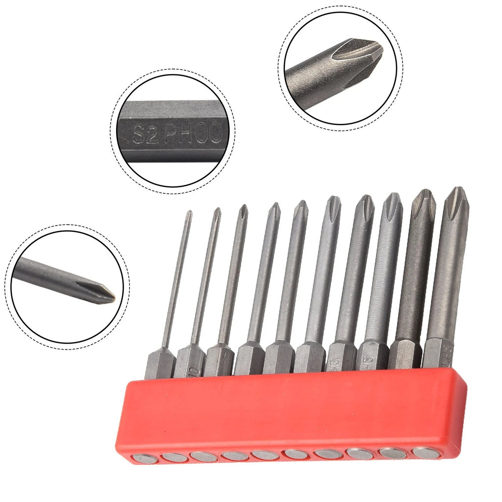 10 Piece Screwdriver Bits Set with Magnetic Tips PH00 PH0 PH1 PH2