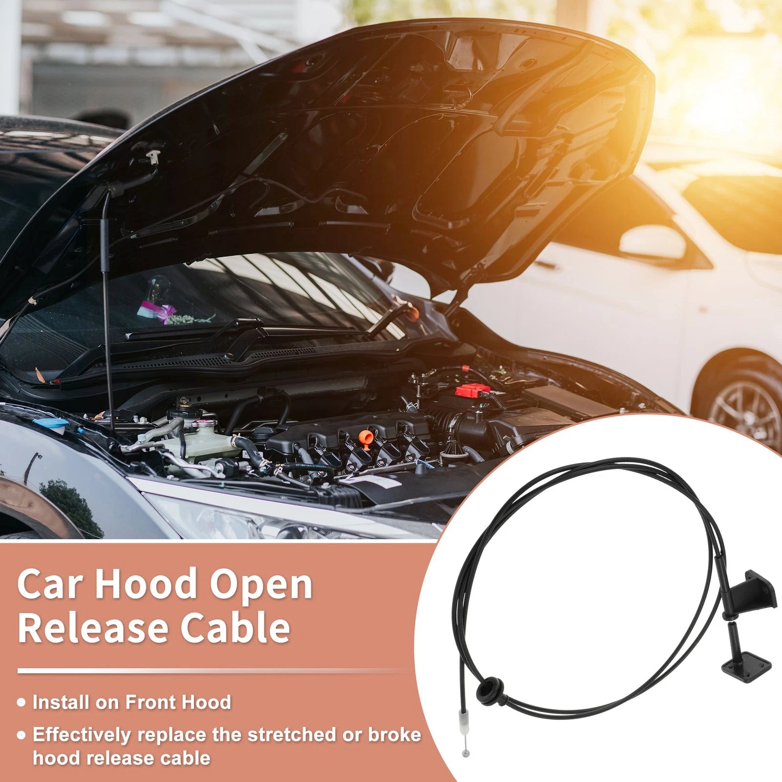 Front Hood Latch Release Cable with Handle for Honda CR-V (2002–2006)