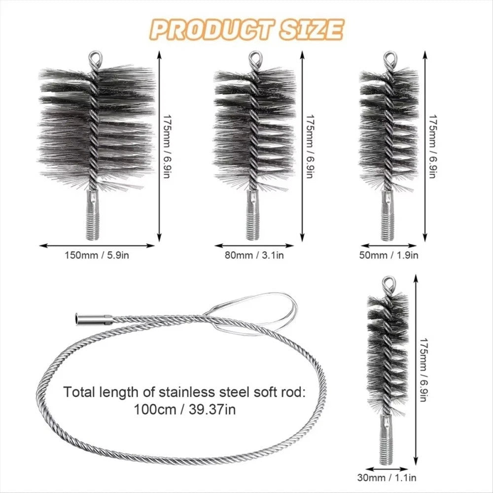 Chimney Sweep Kit for Hard-to-Reach Areas - Multi-Diameter Brushes