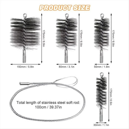 Chimney Sweep Kit for Hard-to-Reach Areas - Multi-Diameter Brushes