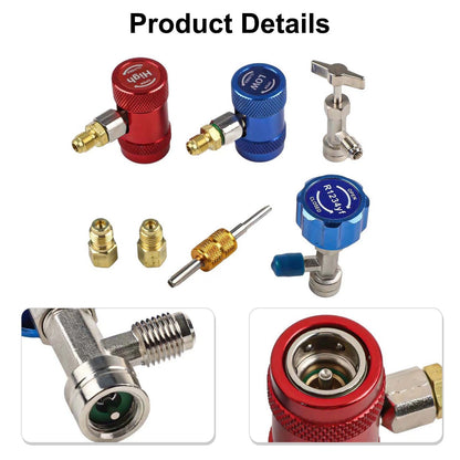 Complete Quick Couplers Kit for R1234yf For HVAC Systems with Valve Core Tool