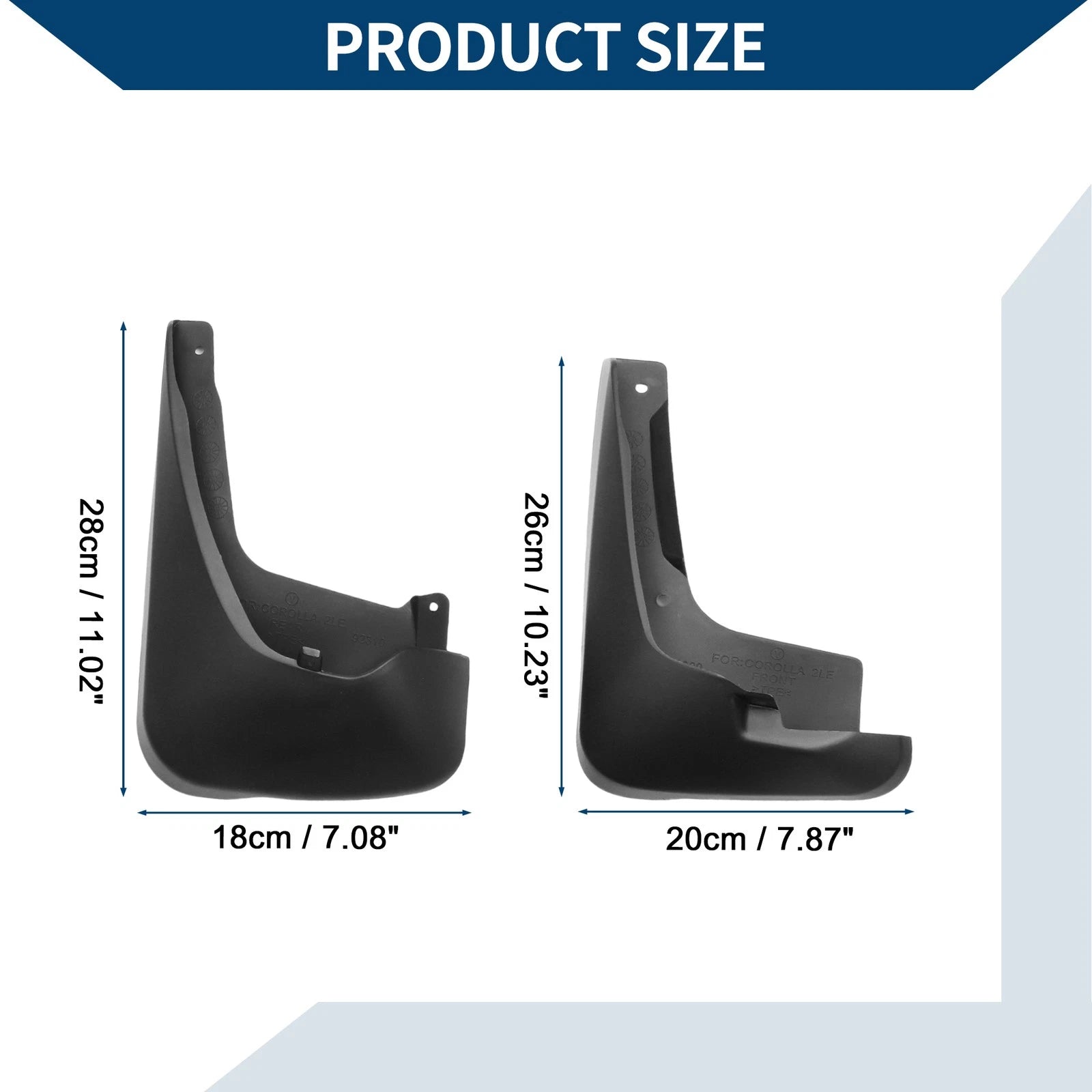 Mud Flaps Splash Guards 1 Set for Toyota Corolla LE (2003–2006)