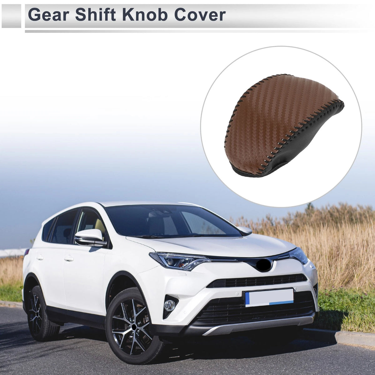 Gear Shift Knob Cover Replacement for Toyota RAV4 (2019–2024) Brown Carbon