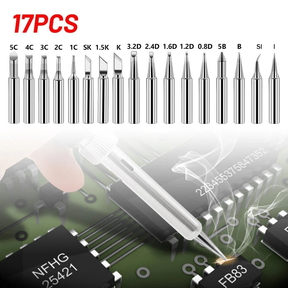 17pcs Lead Soldering Iron Tip Set for HAKKO 936 YIHUA Station