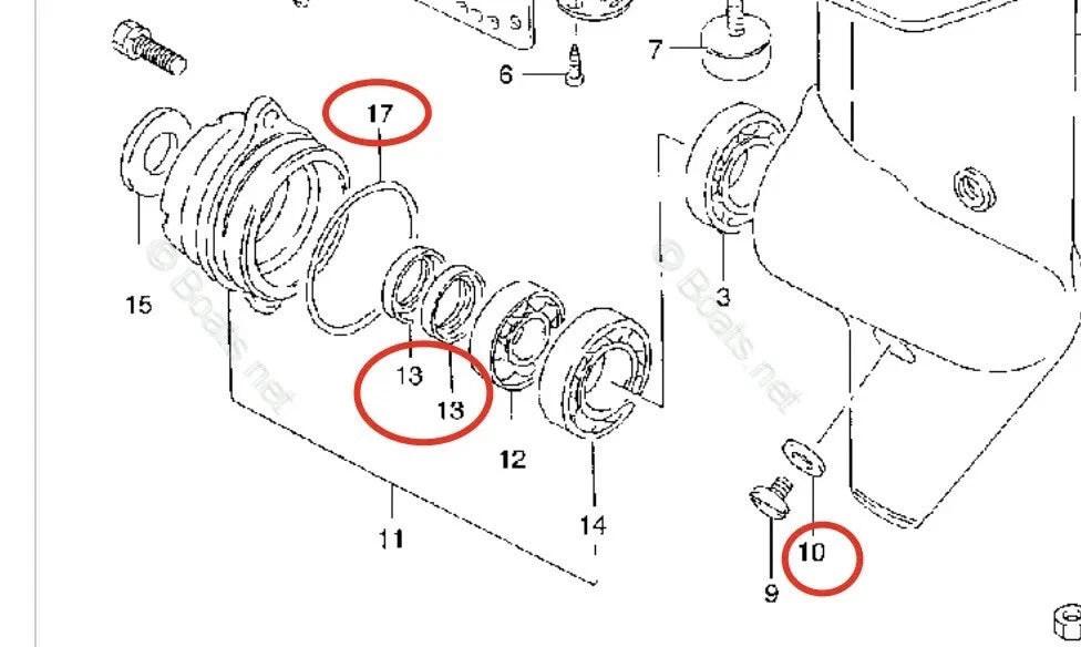 Lower Unit Oil Seal & O-ring Set for Suzuki Outboard Engine (09282-14002, 09280-48003)