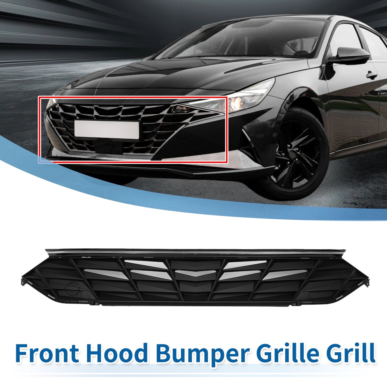 Front Upper Bumper Grille Grill Replacement for Hyundai Elantra (2021–2022)