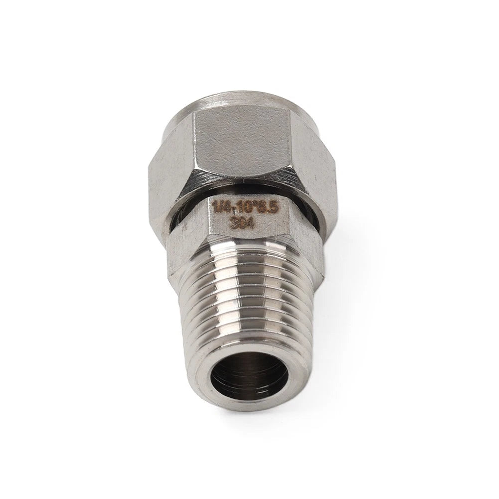 Compression Tube Fitting 1/4 PT Male Thread x 10mm OD Tube (304 Stainless Steel)