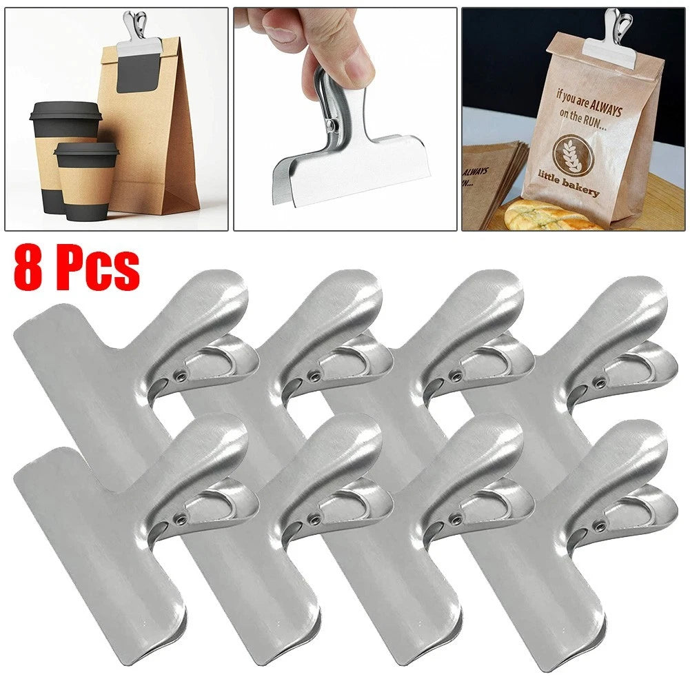 8Pcs Stainless Steel Clips for Kitchen Home Office Food Bag