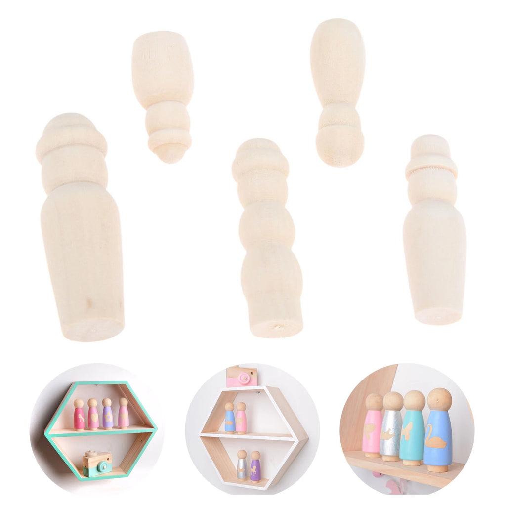 Set of 50 Unpainted Wooden Peg Dolls for DIY Craft Kids Toys Decor