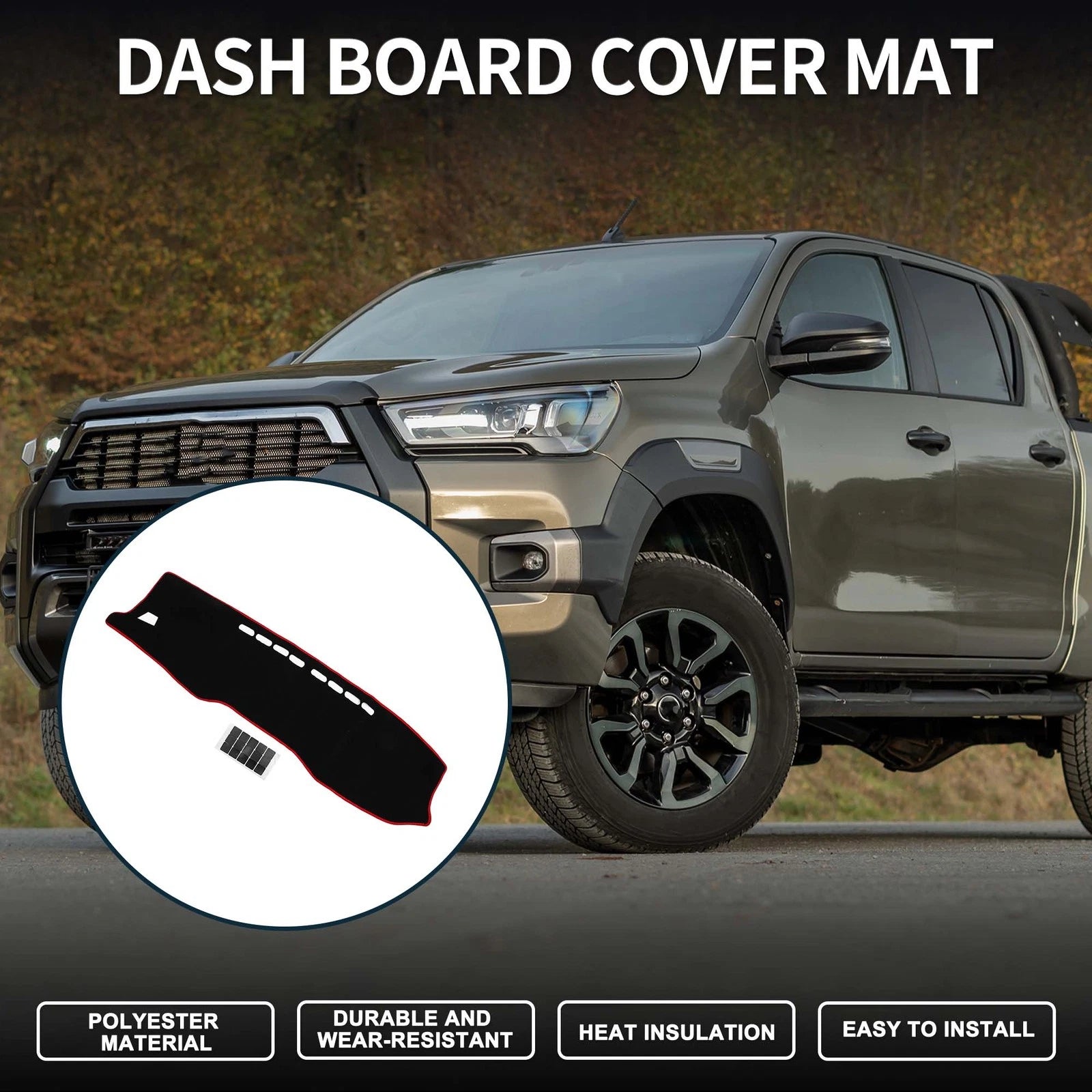 Dashboard Dash Cover Mat for Toyota Hilux (2017–2020) with Sticker 1 Set