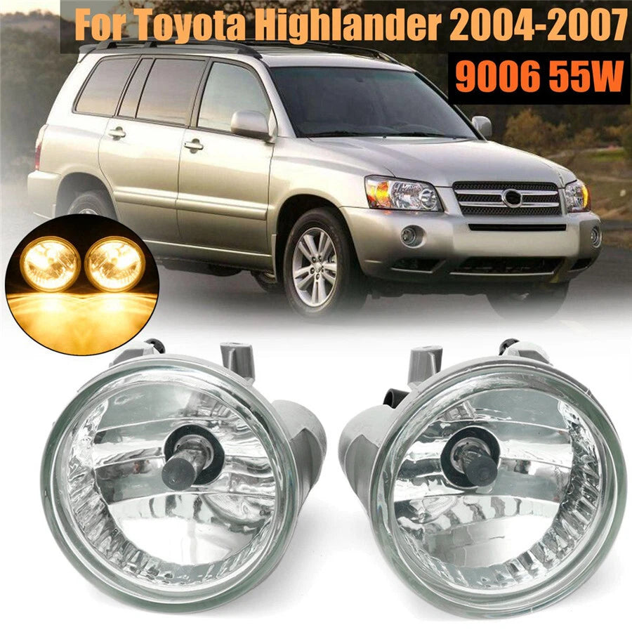 2Pcs Clear Lens Front Fog Light for Toyota Kluger (2004–2007)