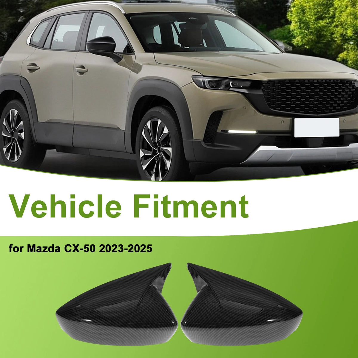 1 Pair Side Mirror Cover Caps for Mazda CX-50 (2023–2025) - Black