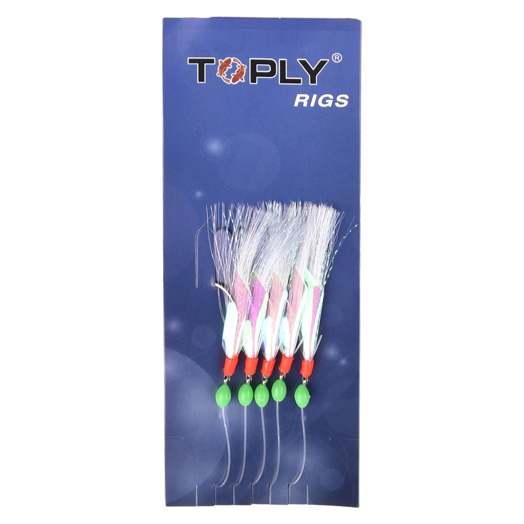 5 Hook Sabiki Bait Feather Fishing Rig for Mackerel (Multi-size)
