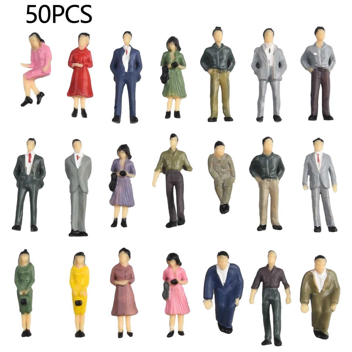 50 Pcs Painted Sitting Passenger Figures for 1:50 Scale Models