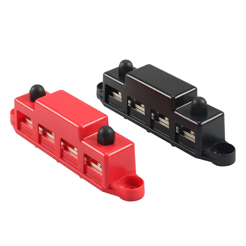 Pair 3/8" 4 Stud Bus Bar Terminal Power Distribution Block for Boat RV Truck