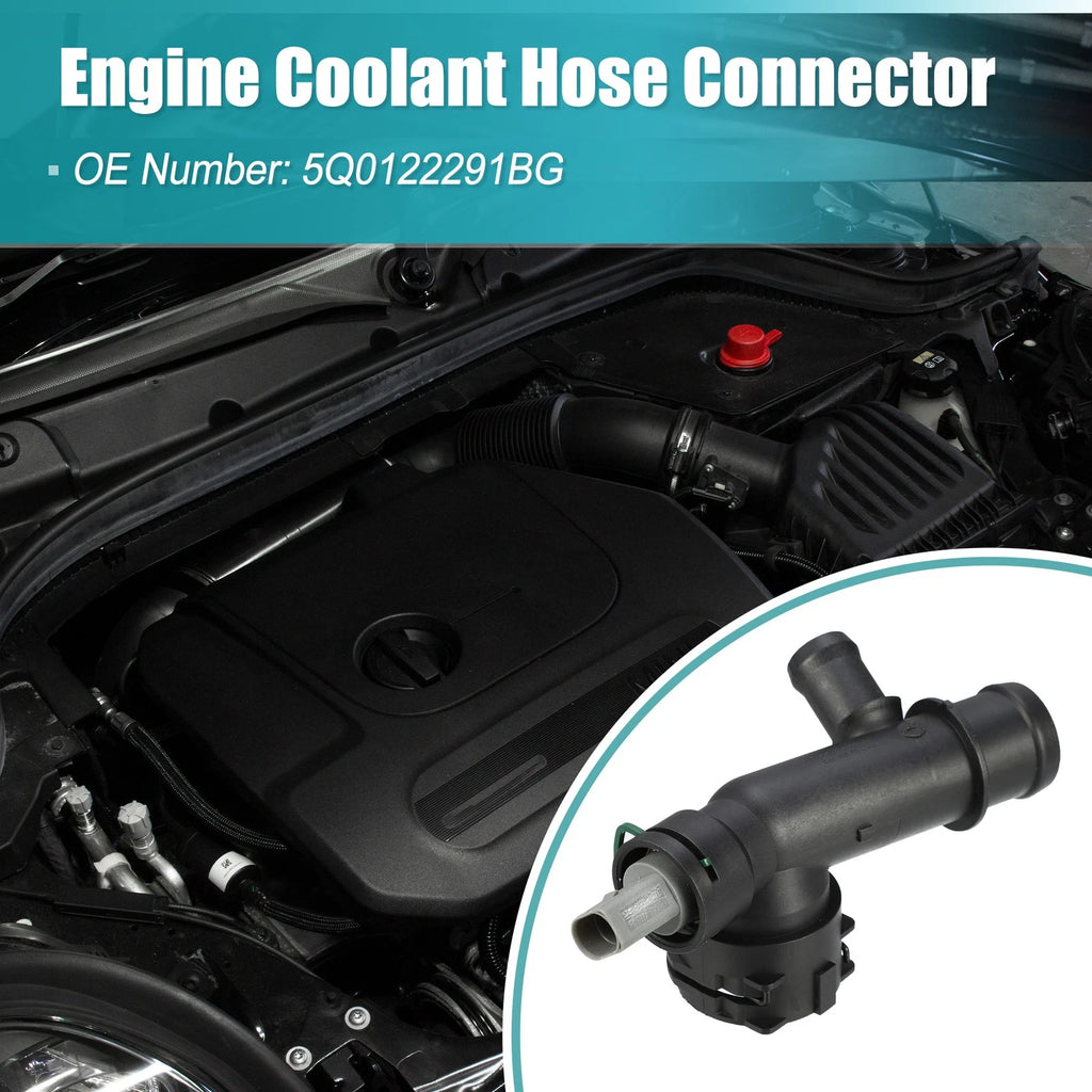 Engine Coolant Hose Connector for Audi A3 2018–2020 Replacement Black
