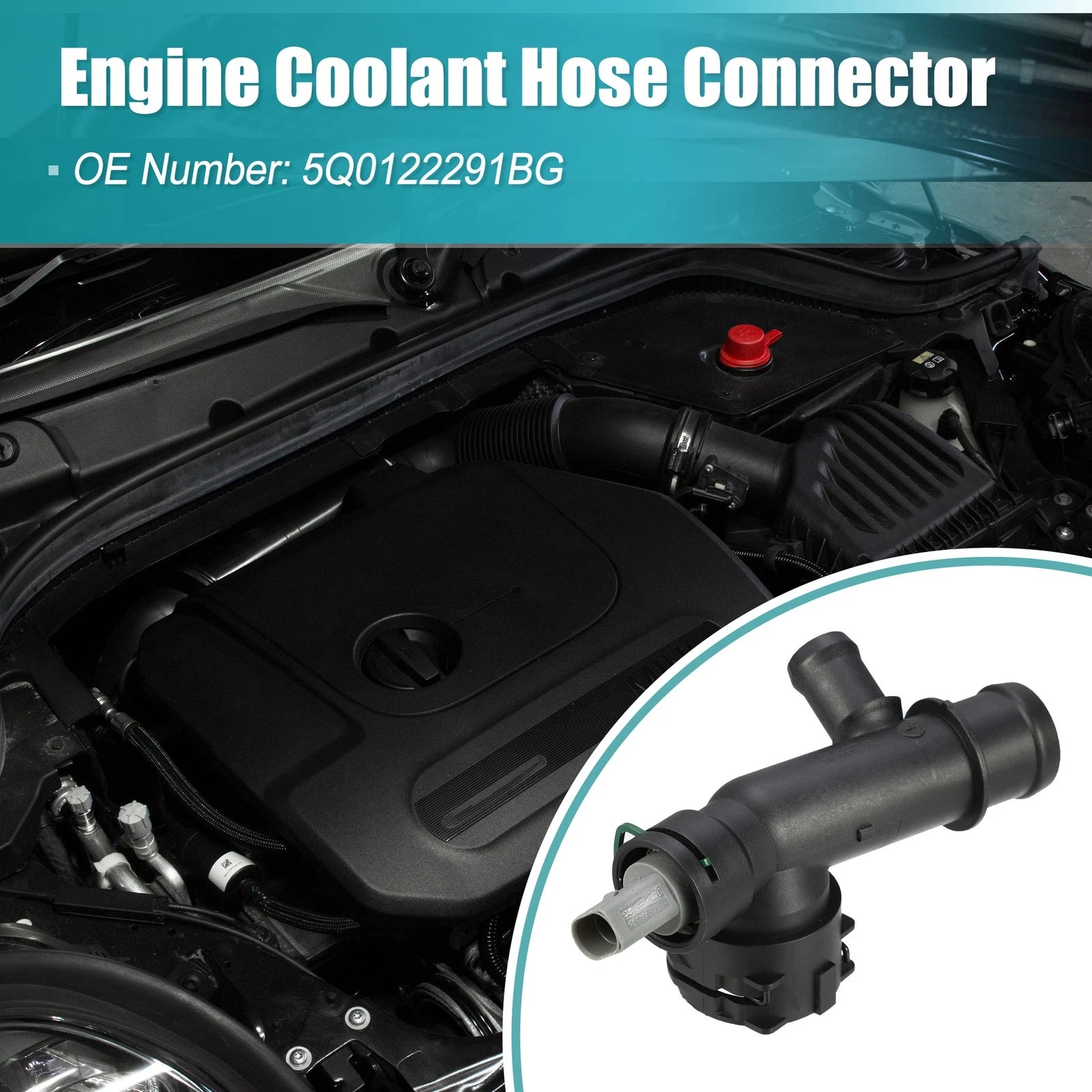 Engine Coolant Hose Connector for Audi A3 2018–2020 Replacement Black