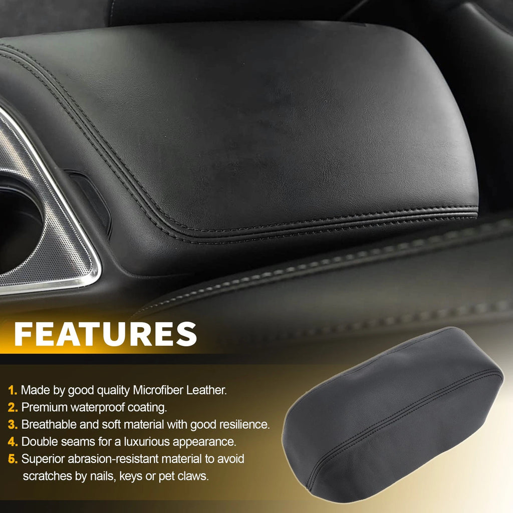 Center Console Lid Armrest PU Leather Cover for Dodge Challenger (2015–2020)