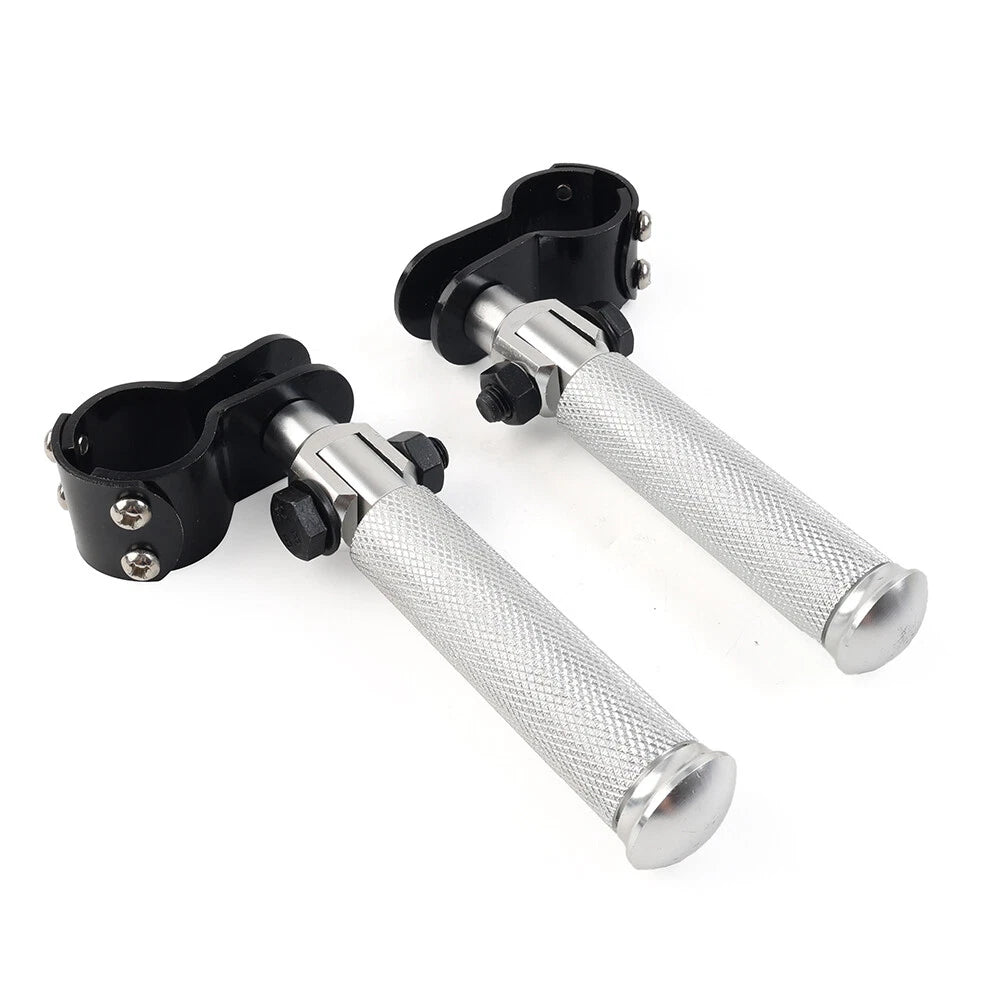 Pair Silver Universal Motorcycle Footpegs Footrest Racing Pedal (30-33mm)