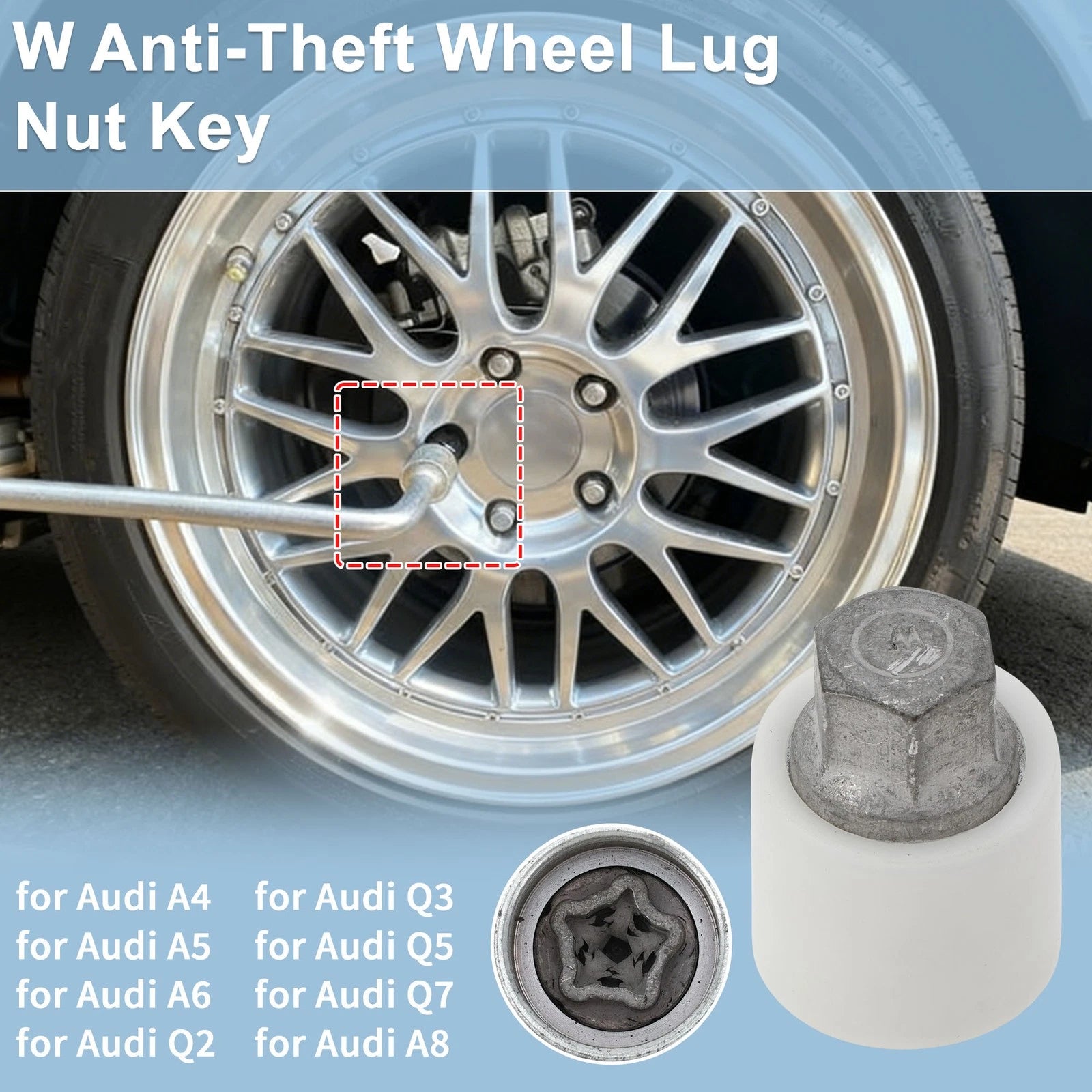 Wheel Lock Lug Nut Key for Audi A4 W Wheel Lock Tool (2002–2008)