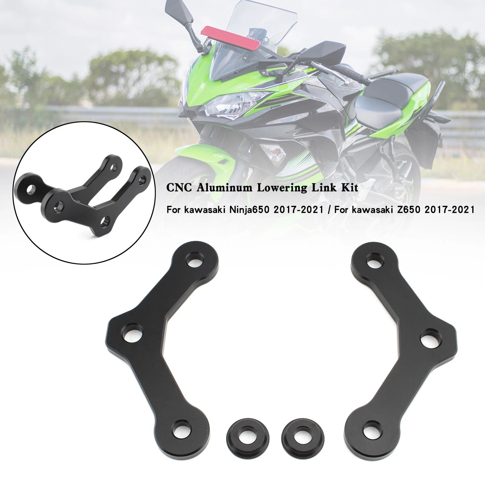 CNC Aluminum Lowering Link Kit 20mm for Kawasaki Ninja650 Z650 (2017–2021)