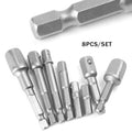 8x Socket Adapter Set Hex Shank to 1/4" 3/8" 1/2" Impact Driver Drill Bits Bar