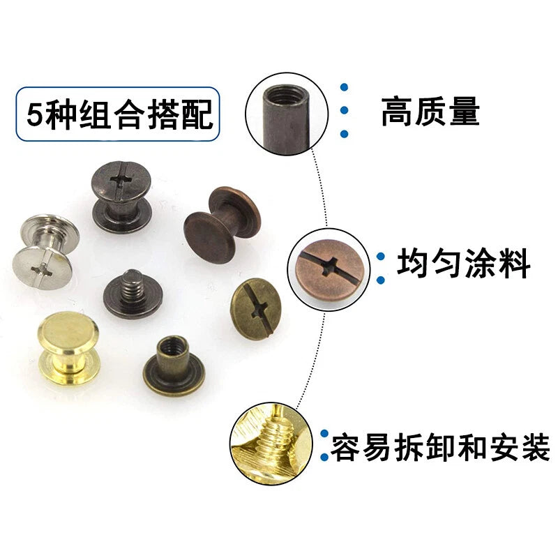 Set of 100 Chicago Binding Screws Assorted Kit Metal Round Cross Head