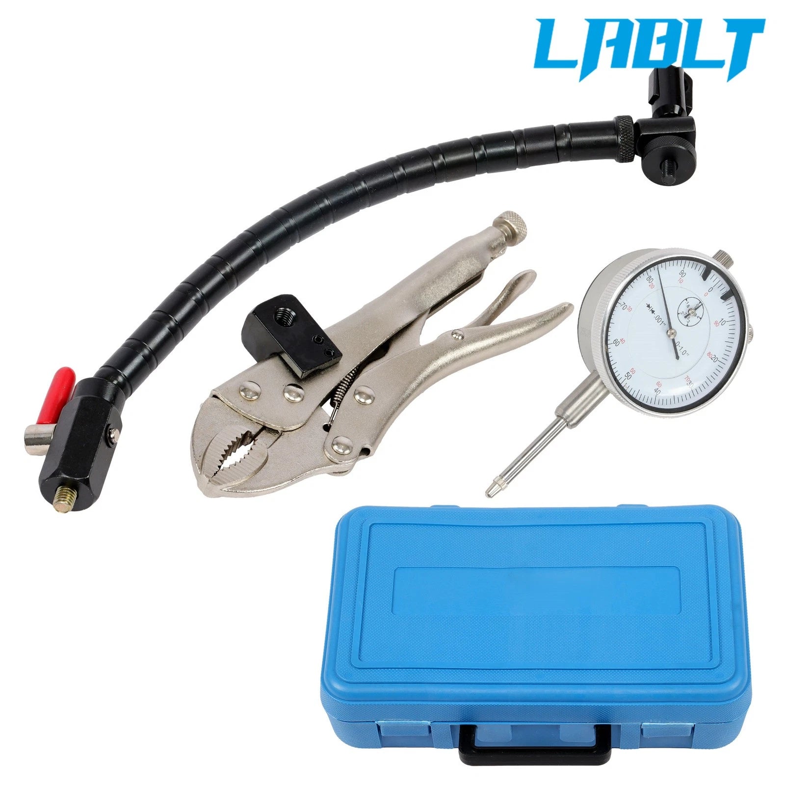Flexible Arm Vise Grip with 1" Dial Indicator for Automotive Use
