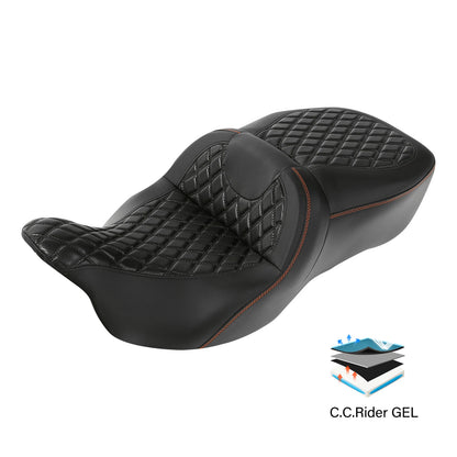 Gel Driver Passenger Seat for Harley Touring Street Road Glide (2009–2023)