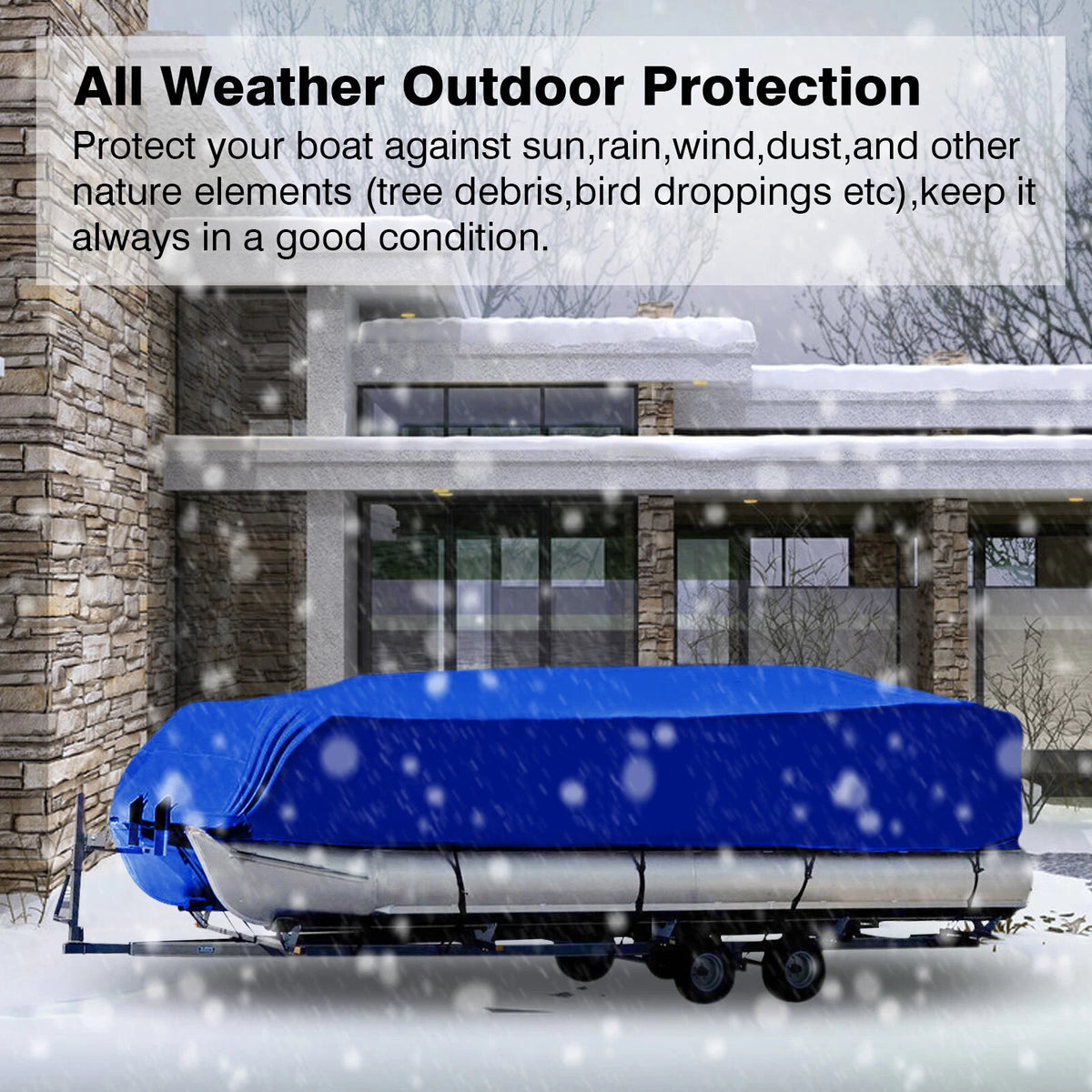 Boat Cover for Pontoon 21-24 Ft (Heavy Duty, Rain, Snow, UV Resistant)