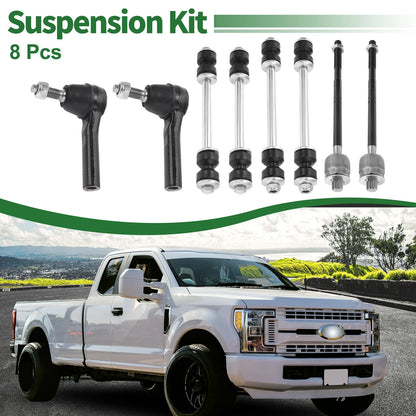 8 Pcs Front Suspension Kit Tie Rod Ends Sway Bar Link for Ford