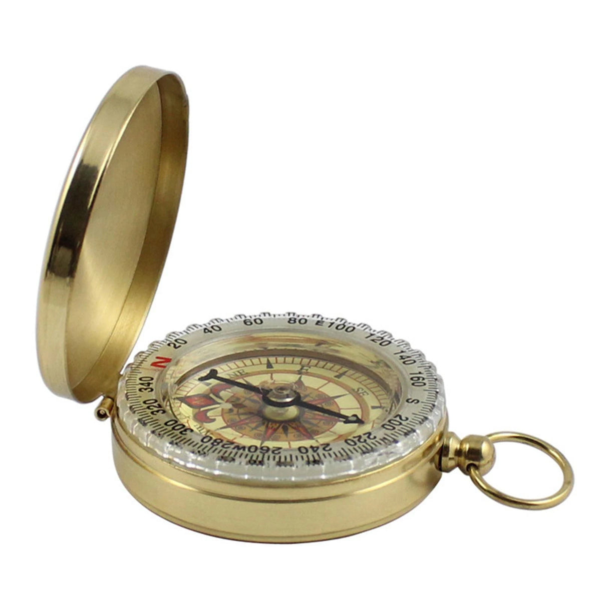 Luminous Brass ABS Military Compass Keychain for Outdoor Camping