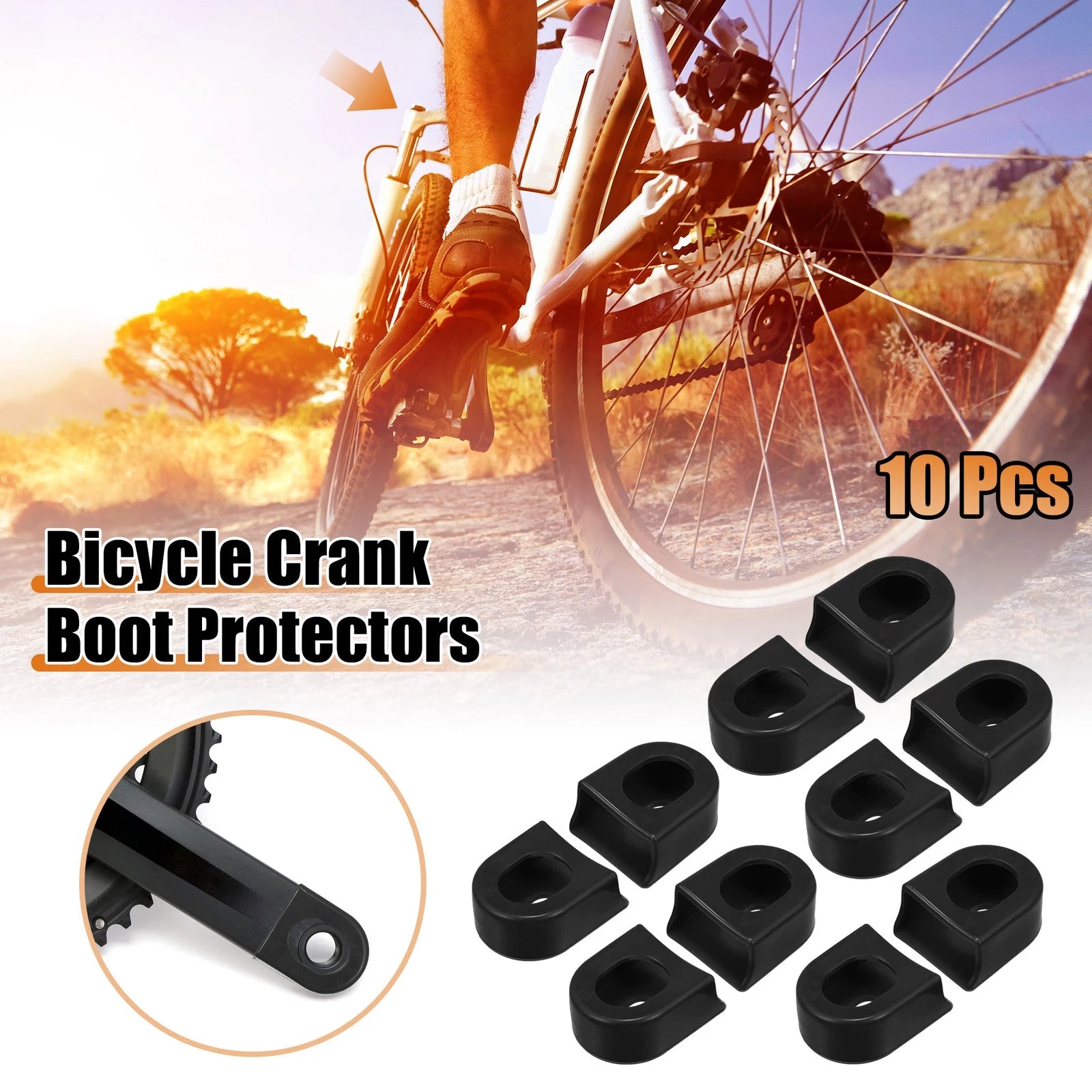 Silicone Crank Boot Protector Set for Bicycle Cycling Crank Arm Cover (10 Pc)