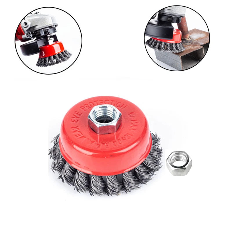 Rust Removal Wire Cup Brush for Grinder M14x2 Arbor (75-150mm)