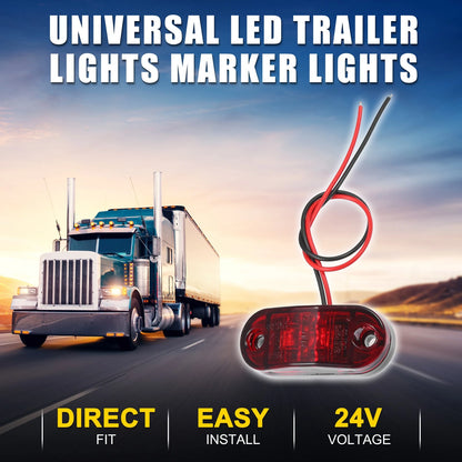 Trailer Marker Lights 24V Waterproof LED Oval Red for Truck Trailer (2000–2000)