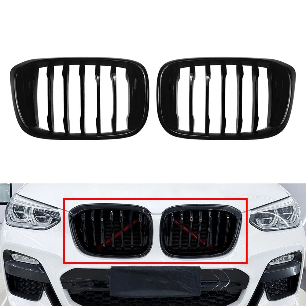 Glossy Black Front Kidney Grille for BMW X3 G01 X4 G02 (2018–2021)