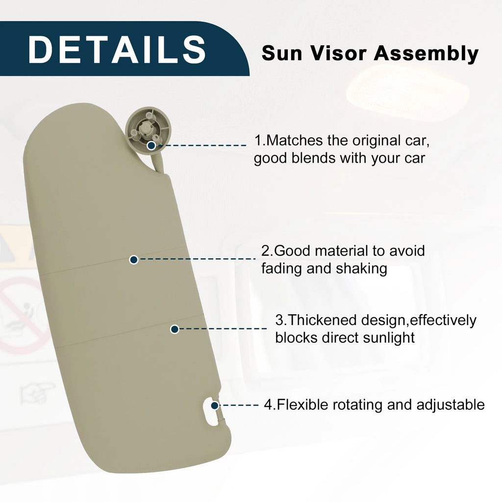 Left Driver Side Sun Visor Assembly for Dodge Ram 1500 (2002–2005) Beige