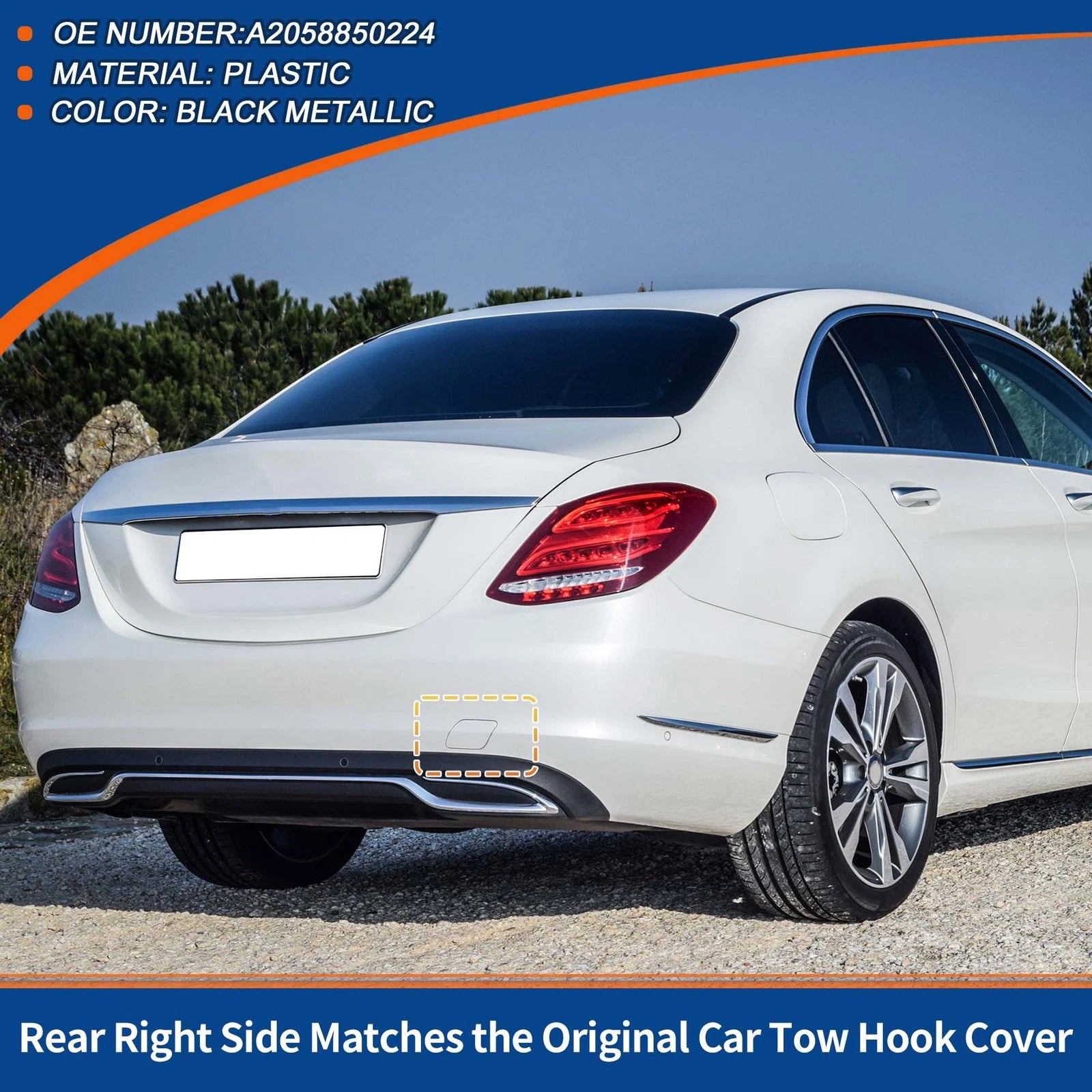 Rear Tow Hook Cover Replacement for Mercedes-Benz A205 (2017–2020)
