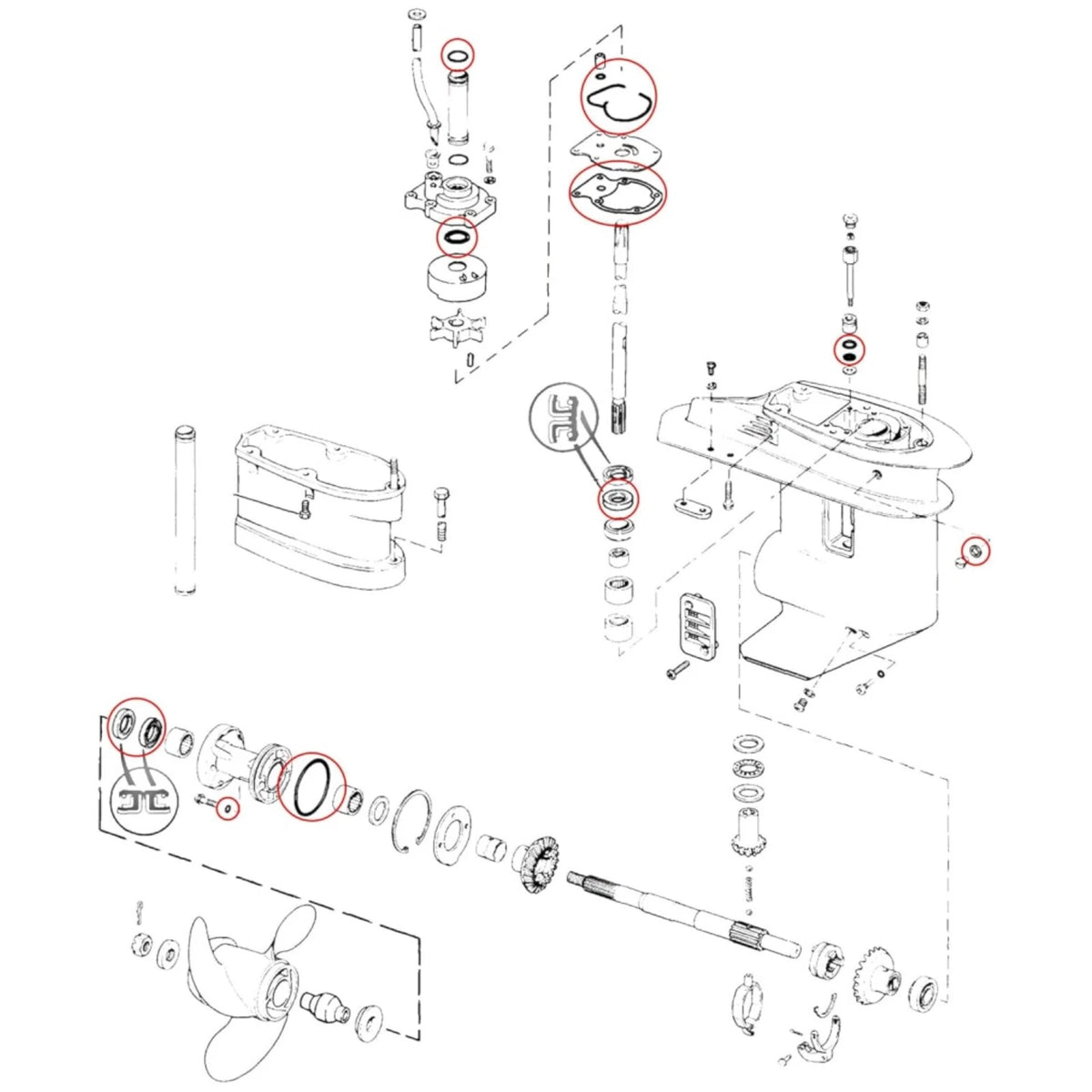Lower Unit Seal Kit for Johnson Evinrude Outboard (RO: 0396351, 396351, 18-2658)