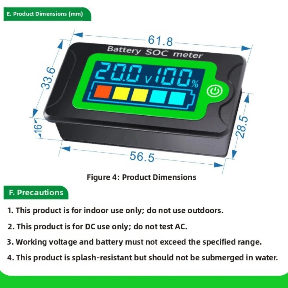 PZEM009 Digital Battery Tester for Automotive (LCD Voltmeter, Portable)